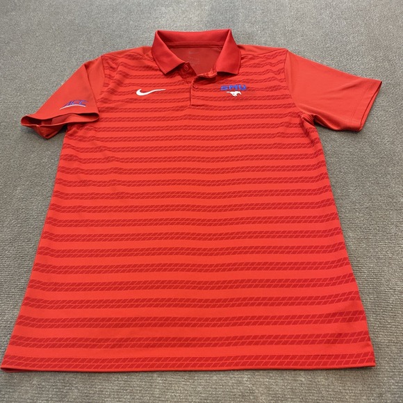 SMU Mustangs Shirt Mens Small Red NCAA Football Nike Dri Fit Polo College ACC - Picture 1 of 9